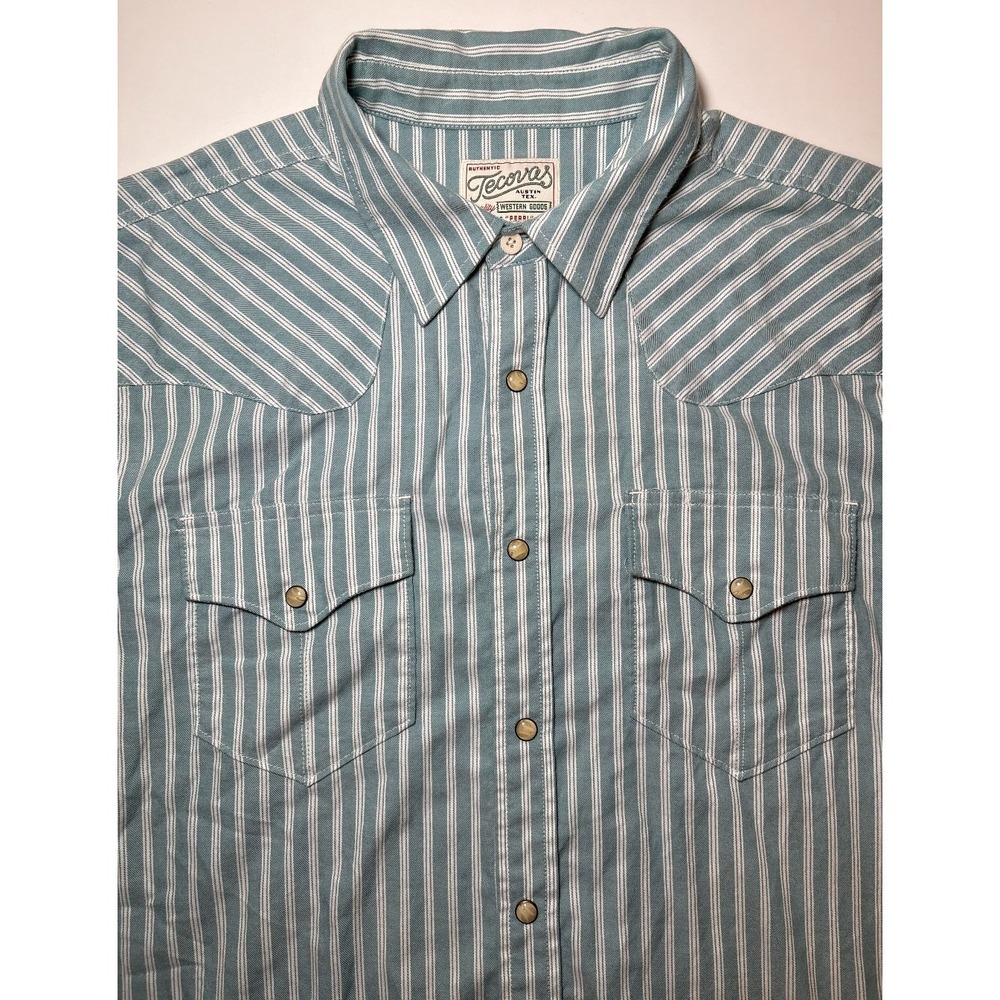 Tecovas Men's Snap Western Shirt | White/Green | Large